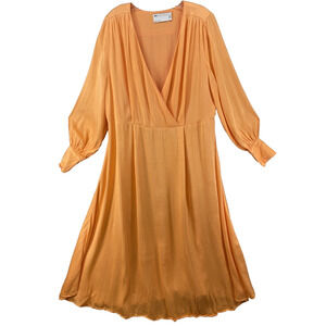 New ASOS Edition Dress Womens‎ Sz 12 Orange Long Sleeve Maxi Wrap Top V-Neck